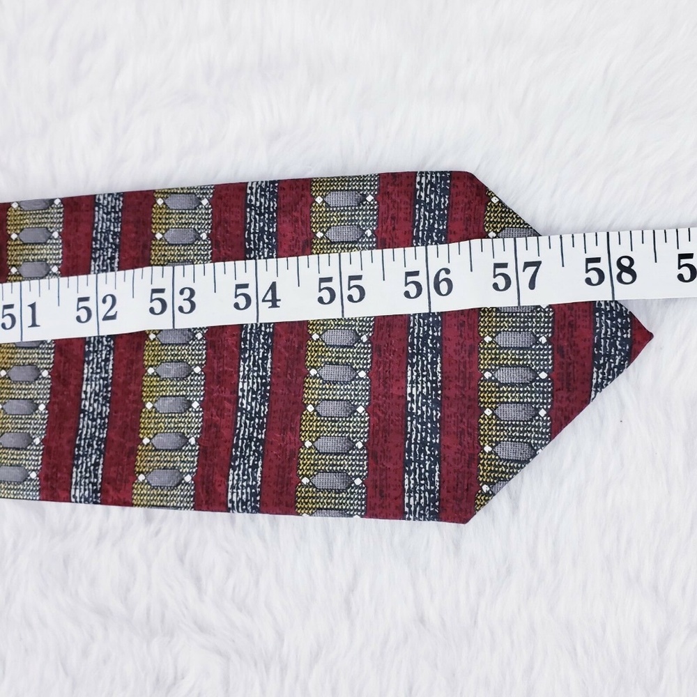 Antonia Geometric Striped 100% Silk Men Necktie Multicolor Size 58x4 - NWOT - Picture 2 of 5